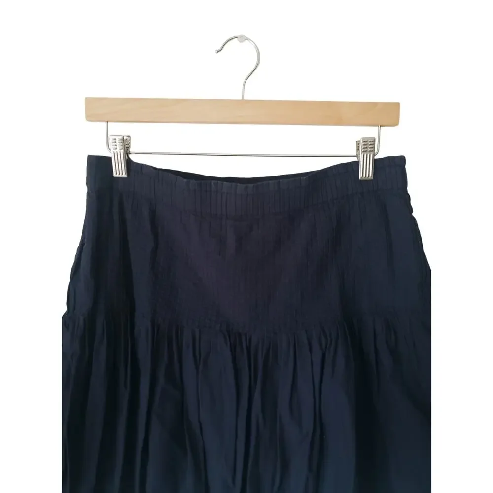 Anthropologie Eula Pintucked Drop Waist Mini Skirt Blue Size Medium